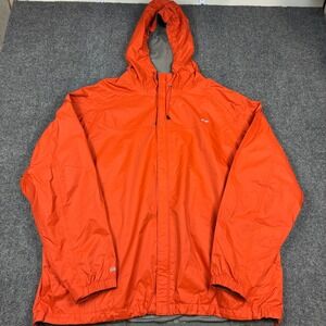 Koppen Mens XXL Orange Ripstop Hooded Rain Jacket Full Zip Mesh Lined Shell